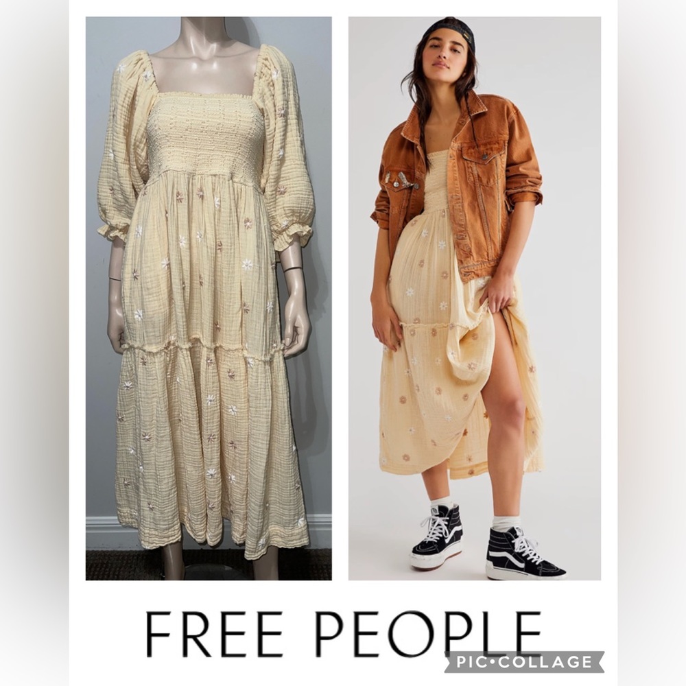 Free People Dahlia Embroidered Maxi Dress S